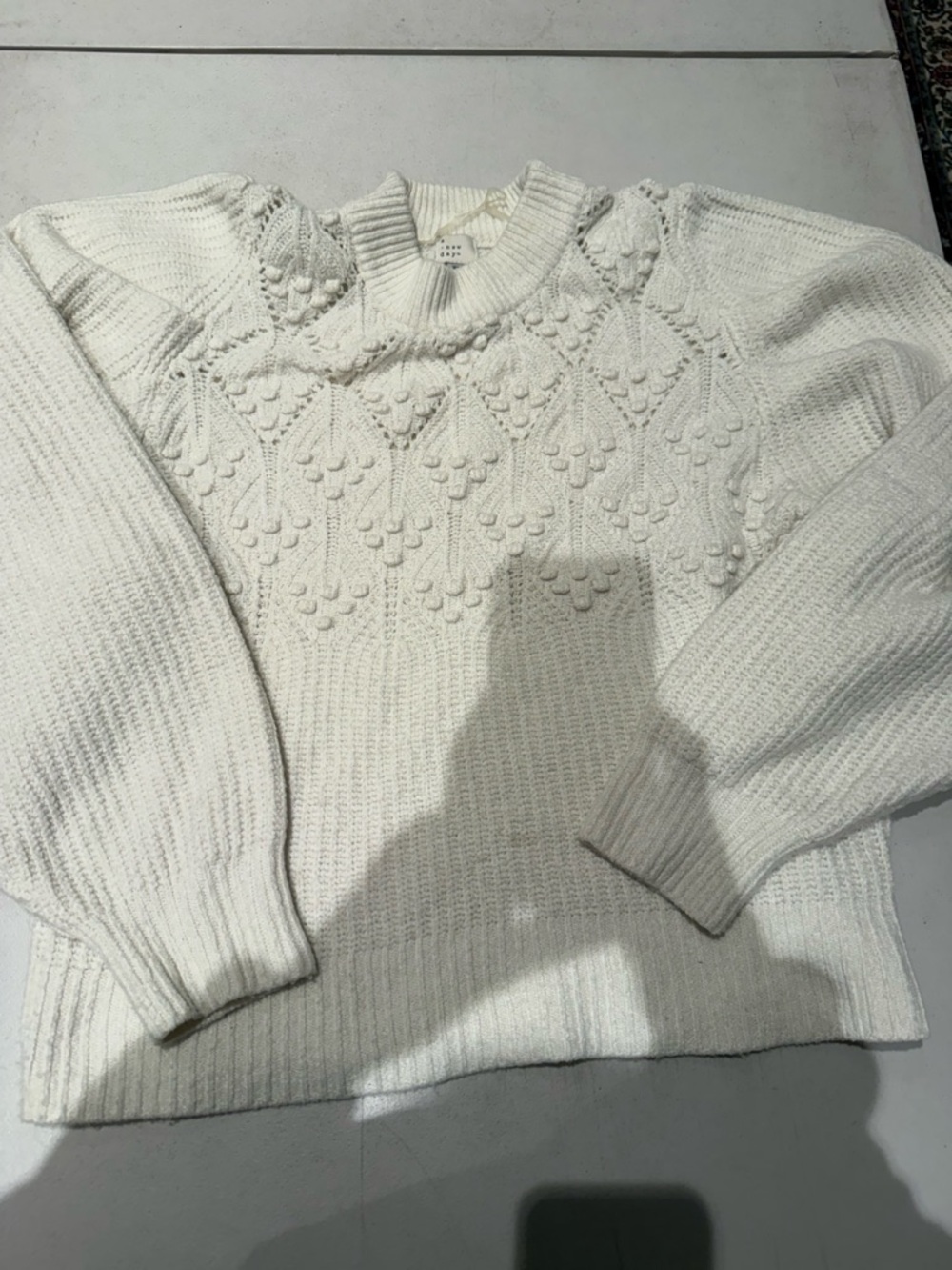 a new day Cream Crewneck Textured Bubble Knit Sweater